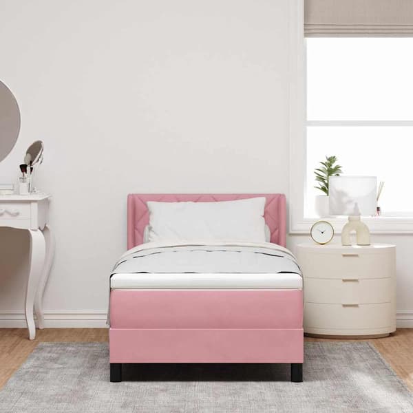 vidaXL Box spring seng med madras Lyserød 200 x 100 cm Polyester