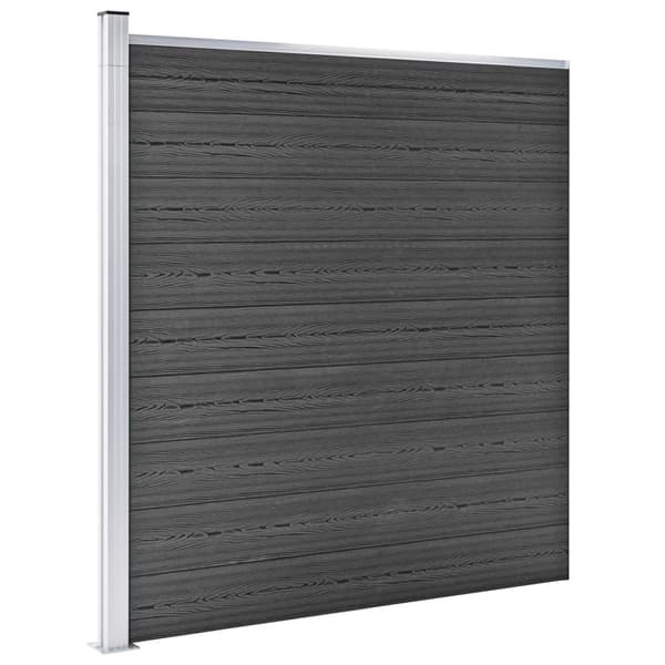vidaXL hegnspanelsæt 1737x186 cm WPC sort