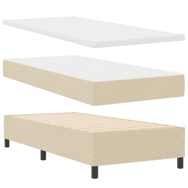 vidaXL Box spring seng med madras Creme 90 x 200 cm Stof