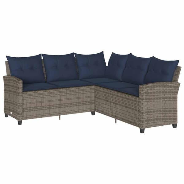 vidaXL L-formet sofa med hynder polyrattan grå