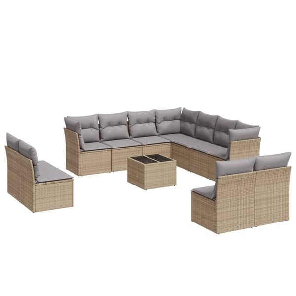 vidaXL sofasæt til haven 12 dele med hynder polyrattan beige