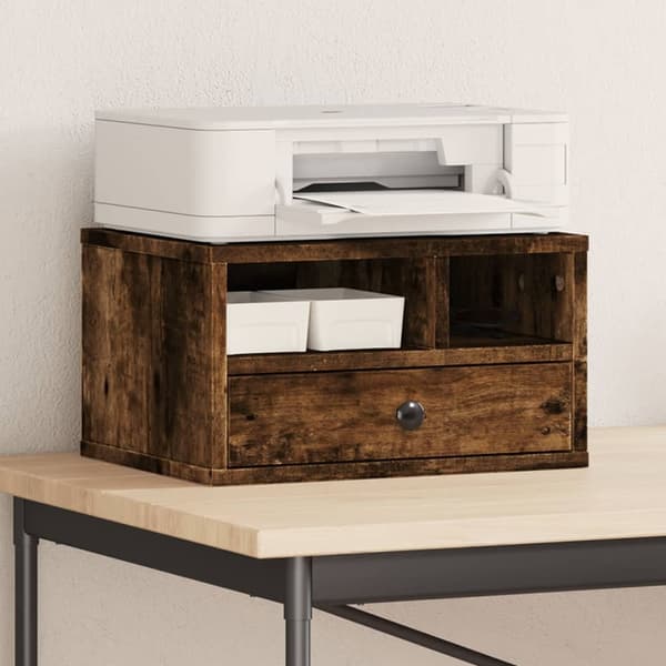 vidaXL printerstativ 40x32x22,5 cm konstrueret træ røget egetræsfarve
