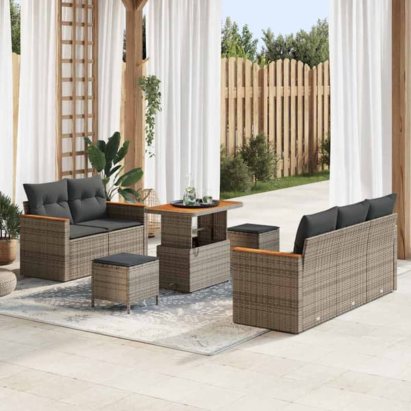 vidaXL Havesofa Sæt 8 pcs Grå polyrattan