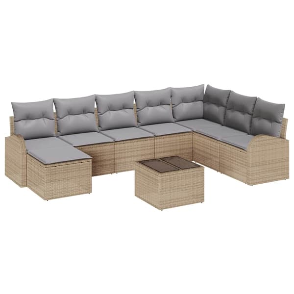 vidaXL Sofa Sæt med pude 9 pcs Beige og lysegrå polyrattan