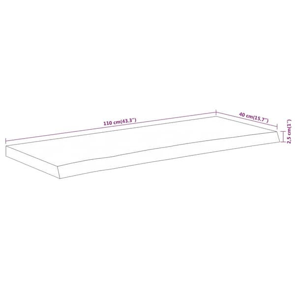 vidaXL bordplade 110x40x2,5 cm rektangulær massivt akacietræ