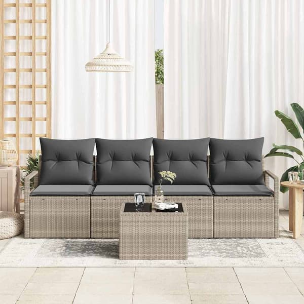 vidaXL Sofa Sæt 5 pcs Lys grå og Mørk grå polyrattan
