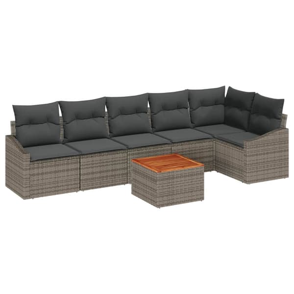 vidaXL Havesofa Sæt med opbevaring 7 pcs Grå polyrattan