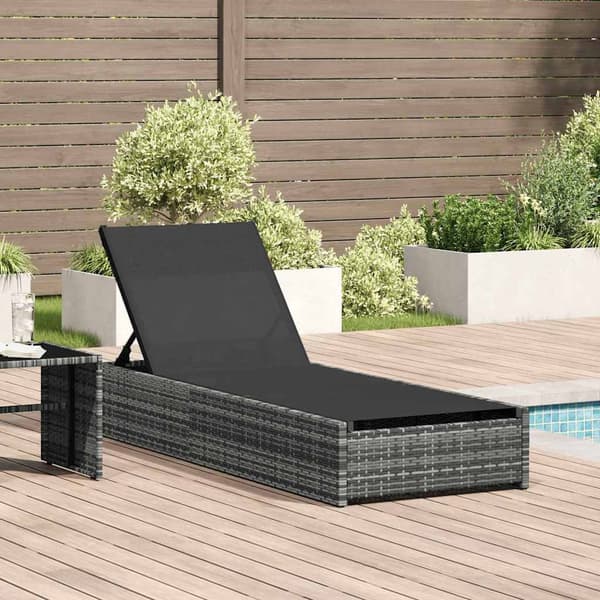 vidaXL Solstol Grå 200.5 x 70 x 75 cm polyrattan