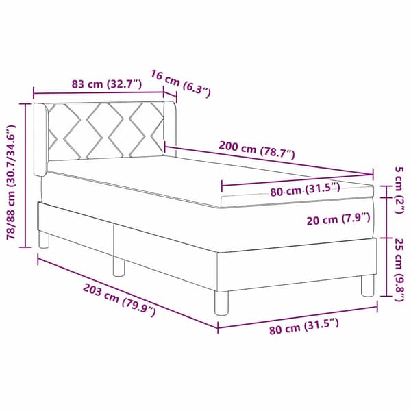 vidaXL Box spring seng med madras Creme 200 x 80 cm Polyester