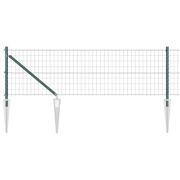 vidaXL Hegn med stolper Grøn 0.6 x 10 m Stål