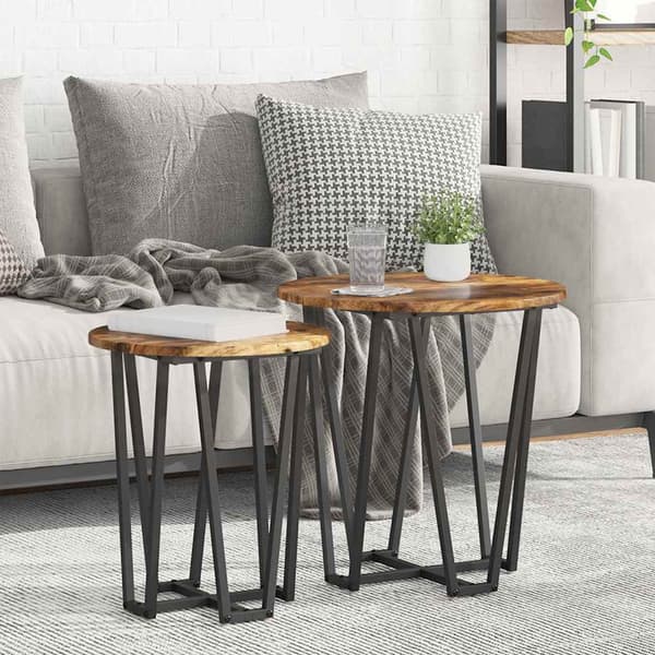 vidaXL Sidebordssæt 2 pcs Røget Eg og Sort