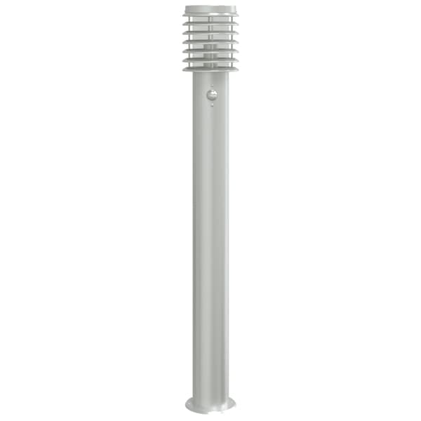 vidaXL udendørs standerlampe med sensor 110 cm rustfrit stål sølv