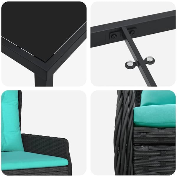 vidaXL Have Spisebordssæt 5 pcs Sort Poly rattan
