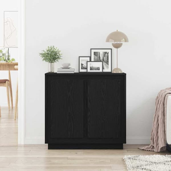 vidaXL Sideboard Sort eg 80 x 40 x 75 cm Konstrueret træ