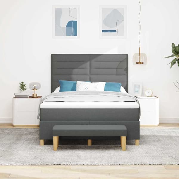 vidaXL Box spring seng med madras Mørkegrå 160 x 200 cm Stof