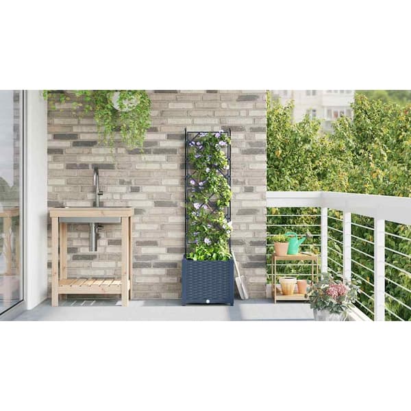 vidaXL Puutarhan Planteri Ritilällä Harmaa 40x40x143 cm