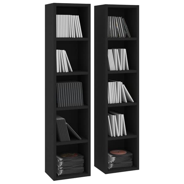 vidaXL CD-reoler 2 stk. 21x16x93,5 cm spånplade sort