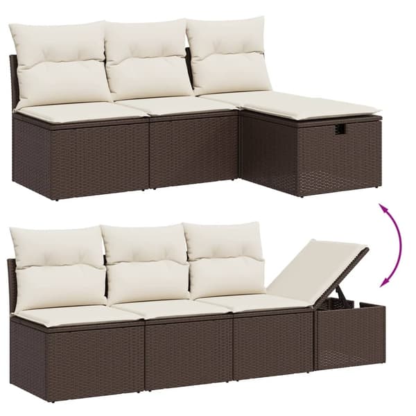 vidaXL sofasæt til haven 8 dele med hynder polyrattan brun