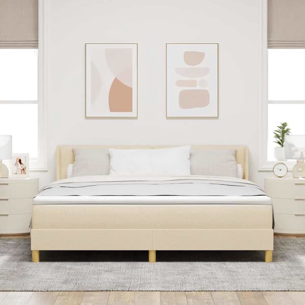vidaXL Box spring seng med madras Creme 200 x 180 cm Polyester