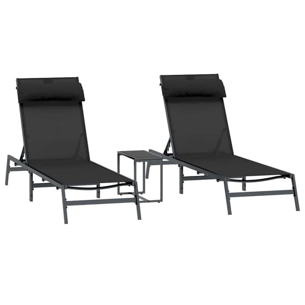 vidaXL Solstole 2-person 3 pcs Sort og Anthracit Stål