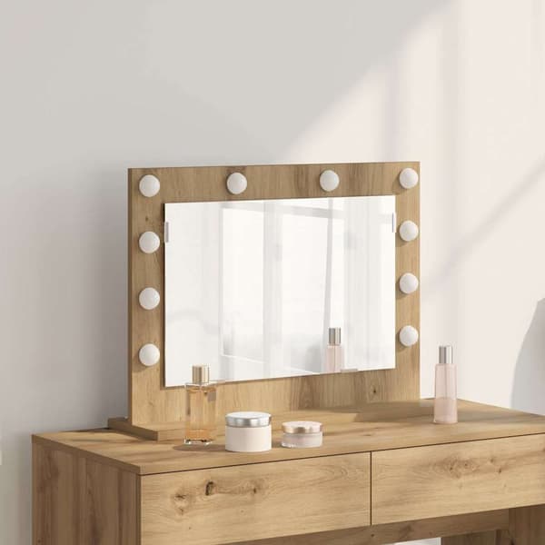 vidaXL Vaskeskab Spejl Rektangulær Artisan Egetræ 60 x 45 x 18 cm