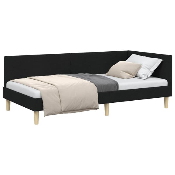 vidaXL Hjørnesengramme Sort 90 x 200 cm Stof