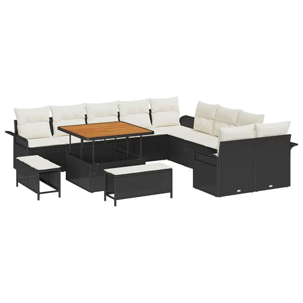 vidaXL Havesofa Sæt 13 pcs Sort polyrattan