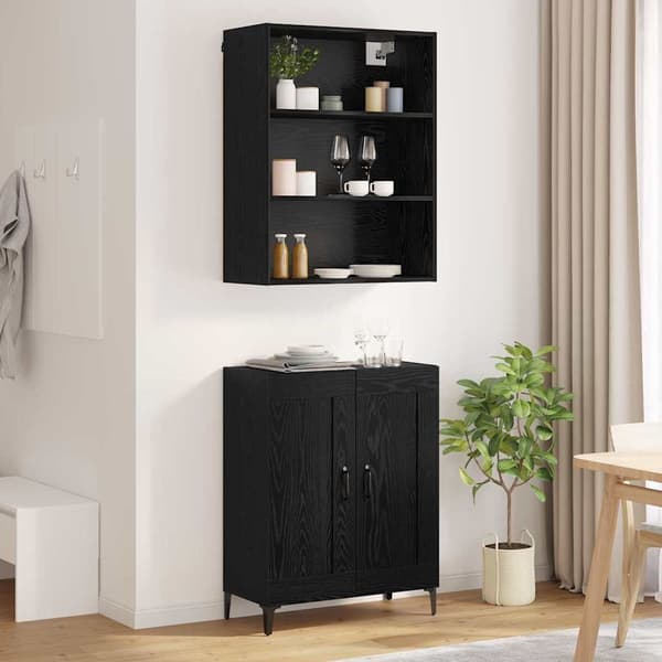 vidaXL Highboard 2 pcs Sort eg Konstrueret træ