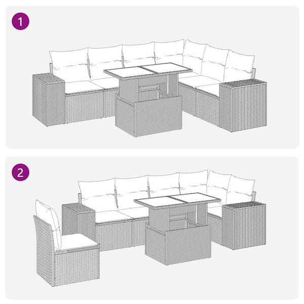 vidaXL sofasæt til haven 7 dele med hynder polyrattan akacietræ grå