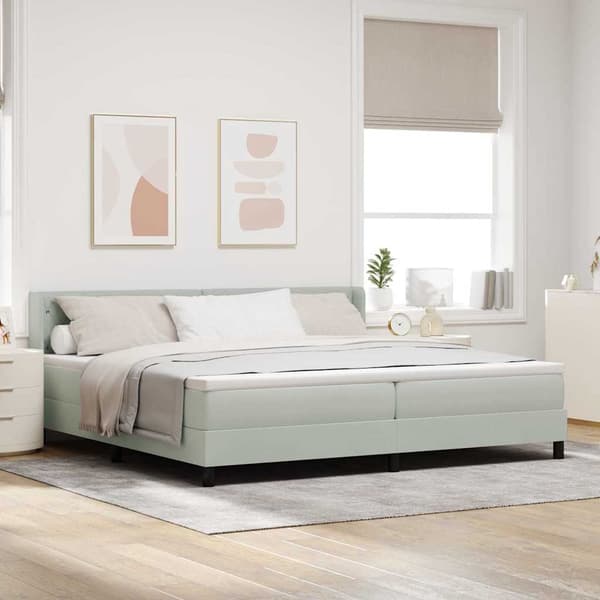 vidaXL Box spring seng med madras Lysegrå 200 x 200 cm Polyester