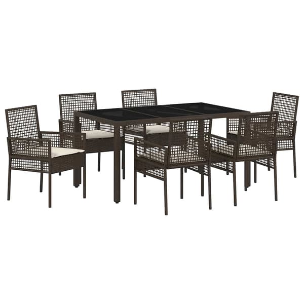 vidaXL Have Spisebordssæt 7 pcs Brun polyrattan