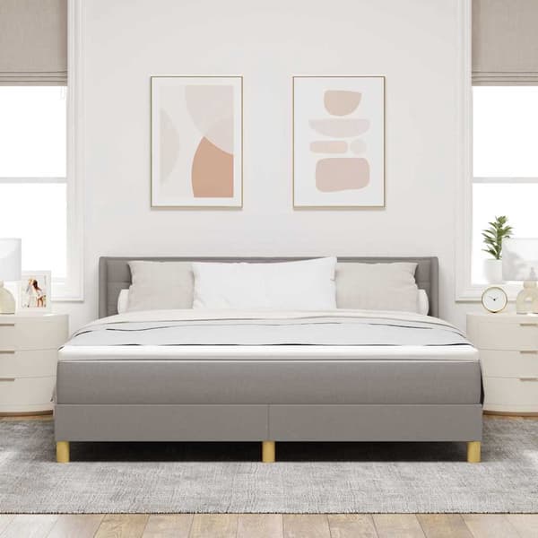 vidaXL Box spring seng med madras Gråbrun 200 x 180 cm Polyester