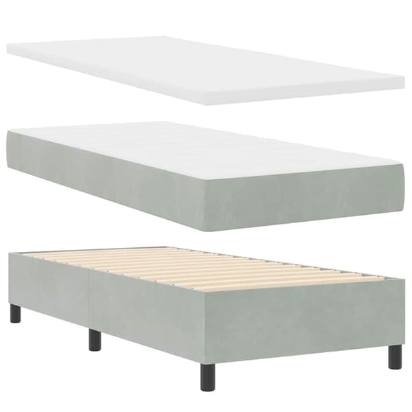 vidaXL Box spring seng med madras Lysegrå 200 x 100 cm Polyester