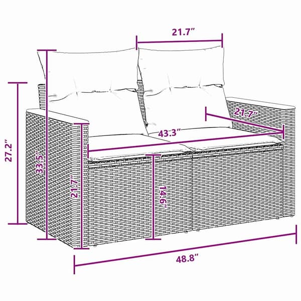 vidaXL Havesofa Sæt 10 pcs Sort polyrattan