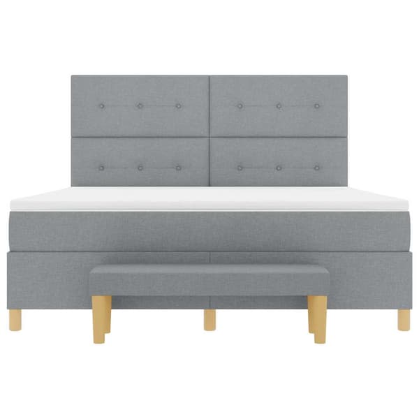 vidaXL Box spring seng med madras Lysegrå 180 x 200 cm Stof