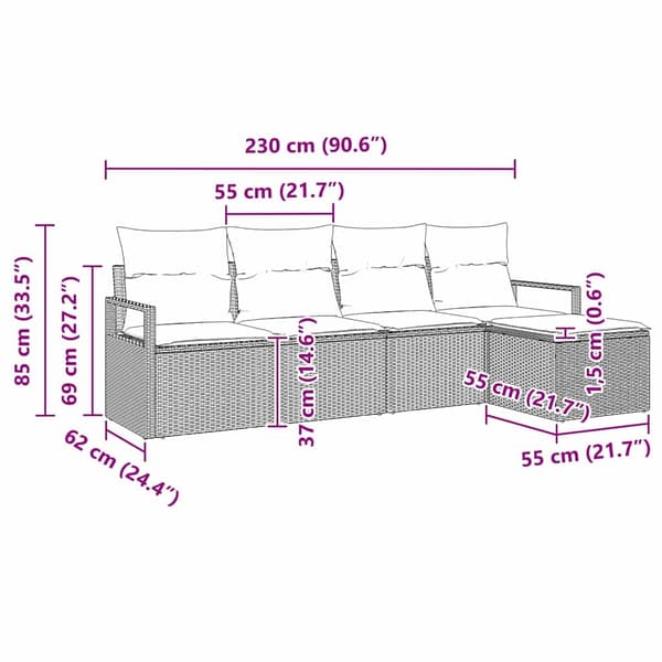 vidaXL Sofa Sæt 5 pcs Grå polyrattan
