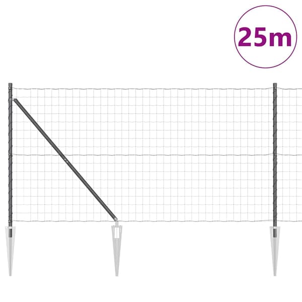 vidaXL Hegn med post Grå 1,2 x 25 m Stål