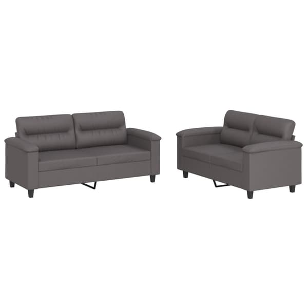 vidaXL sofasæt 2 dele med hynder kunstlæder grå