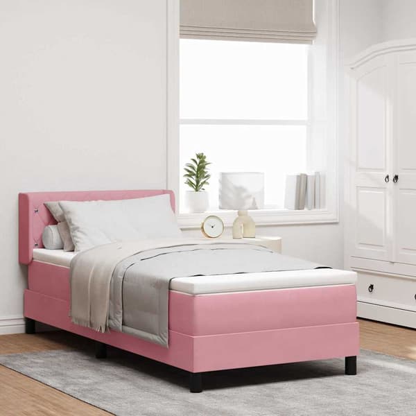 vidaXL Box spring seng med madras Lyserød 190 x 90 cm Polyester