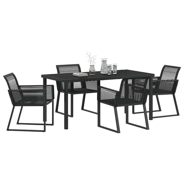 vidaXL Have Spisebordssæt 5 pcs Sort Poly rattan