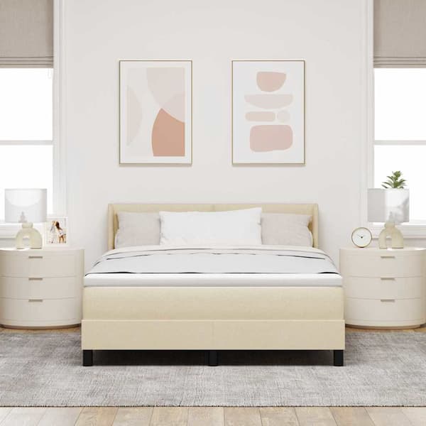 vidaXL Box spring seng med madras Creme 200 x 140 cm Polyester