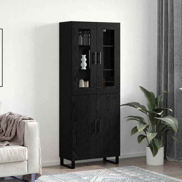 vidaXL Highboard 2 pcs Sort eg Konstrueret træ
