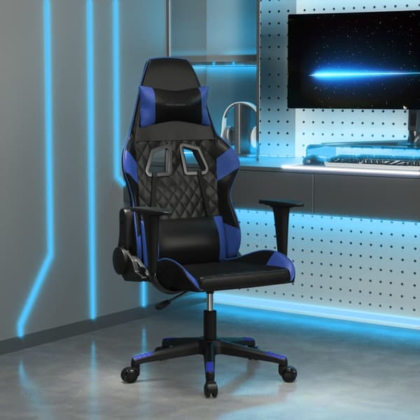 vidaXL gamingstol kunstlæder sort og blå