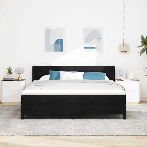 vidaXL Box spring seng med madras Sort 200 x 180 cm Polyester