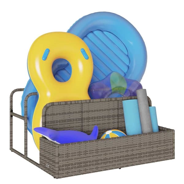 vidaXL float opbevaring ved poolen 110x100x57 cm polyrattan grå