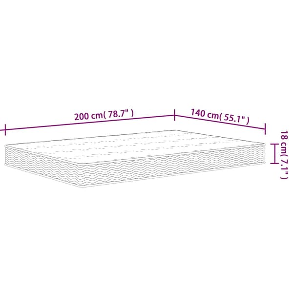 vidaXL springmadras med bonellfjedre 140x200 cm medium