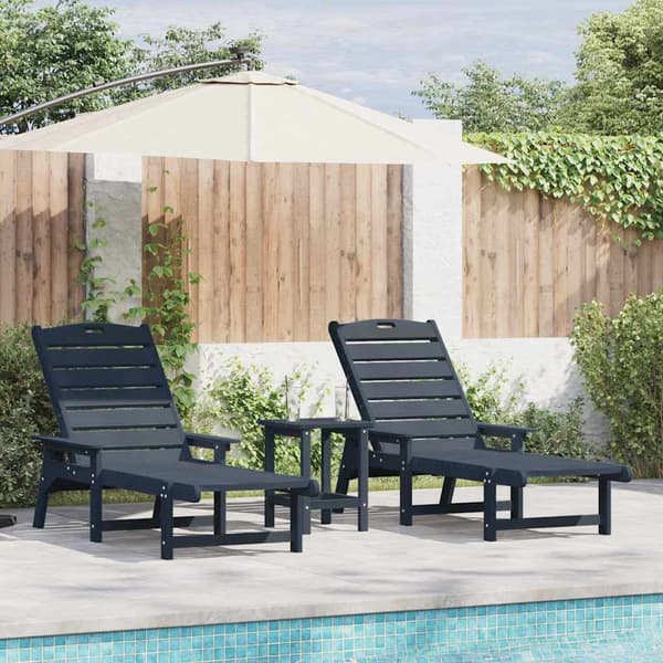 vidaXL Solstol 3 pcs Marineblå Polyethylen