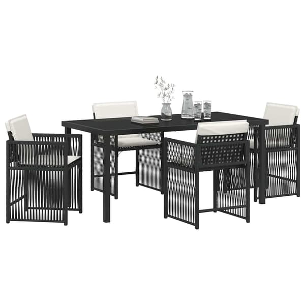 vidaXL Have Spisebordssæt 5 pcs Sort polyrattan