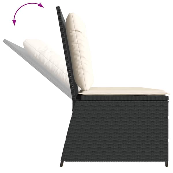 vidaXL Havebænk Sort polyrattan