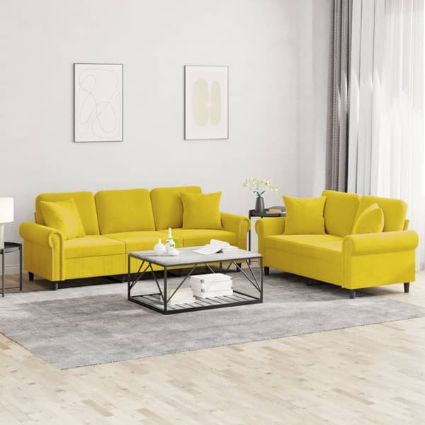 vidaXL sofasæt 2 dele med puder velour gul